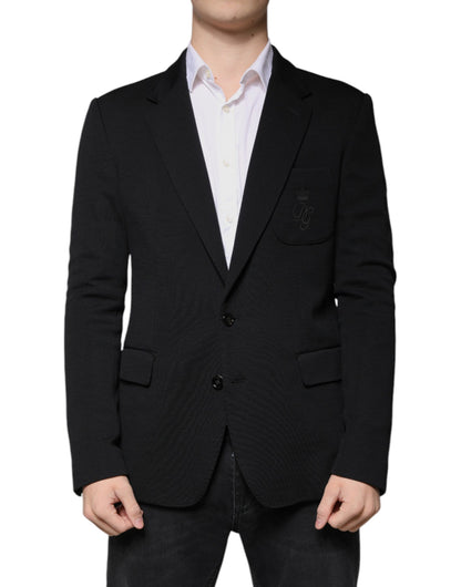 Blazer formal de lana negra de botonadura sencilla