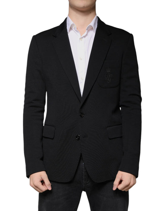 Blazer formal de lana negra de botonadura sencilla