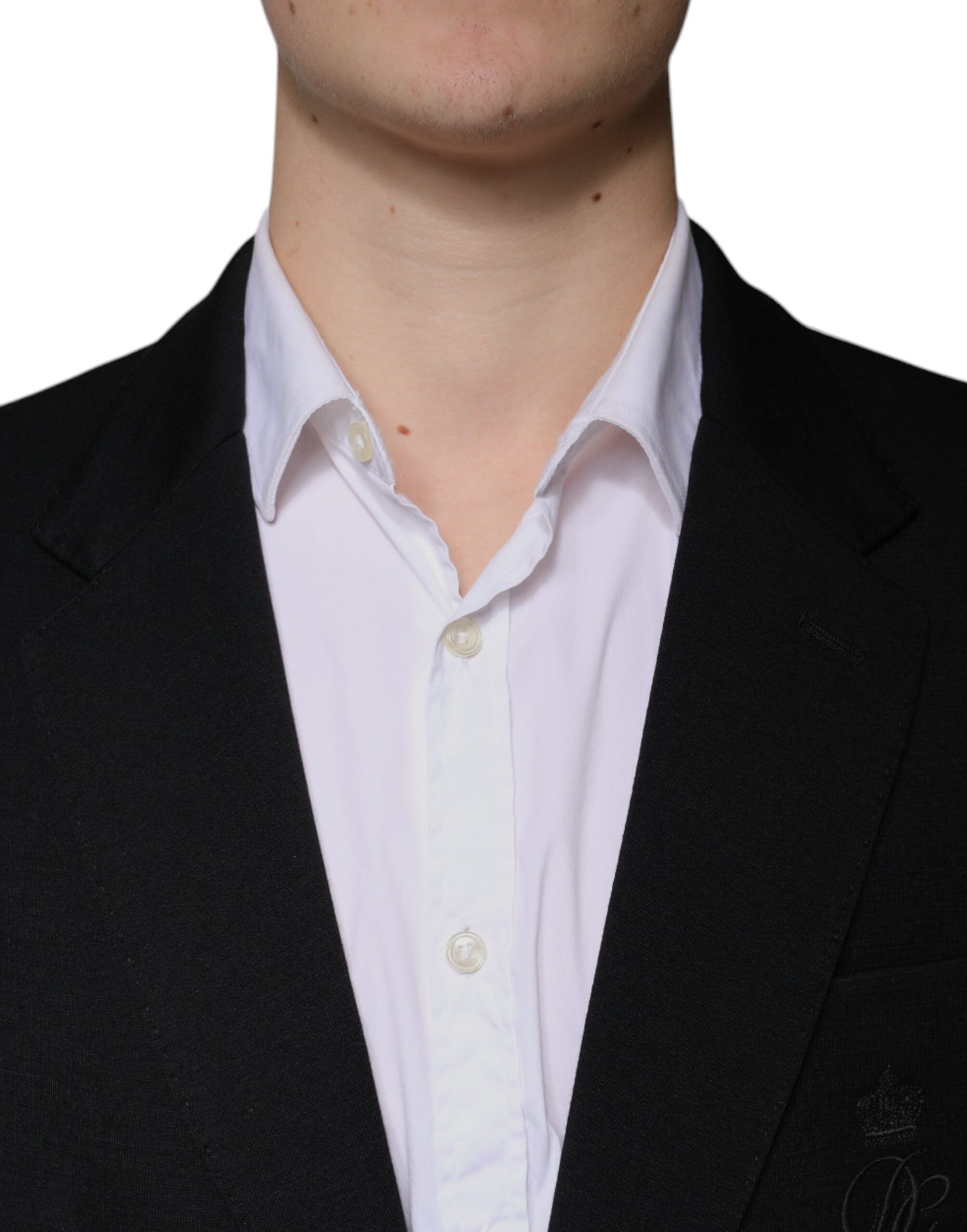 Blazer formal de lana negra de botonadura sencilla