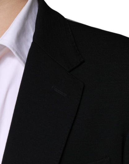 Blazer formal de lana negra de botonadura sencilla