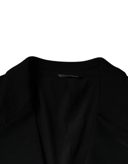 Blazer formal de lana negra de botonadura sencilla