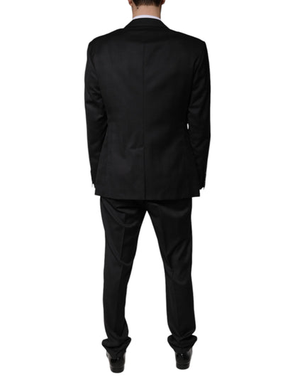 Traje formal de lana negra de botonadura sencilla