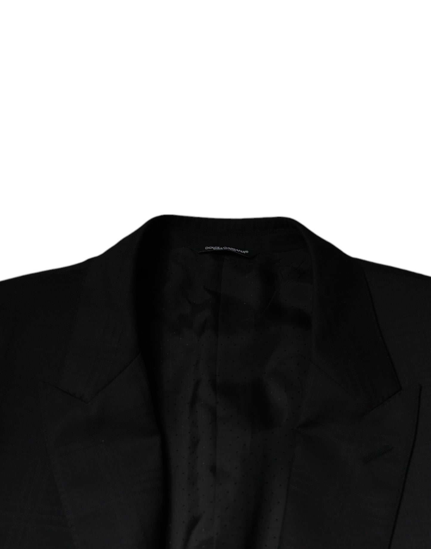 Traje formal de lana negra de botonadura sencilla