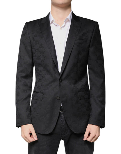 Blazer formal de lana negra de botonadura sencilla