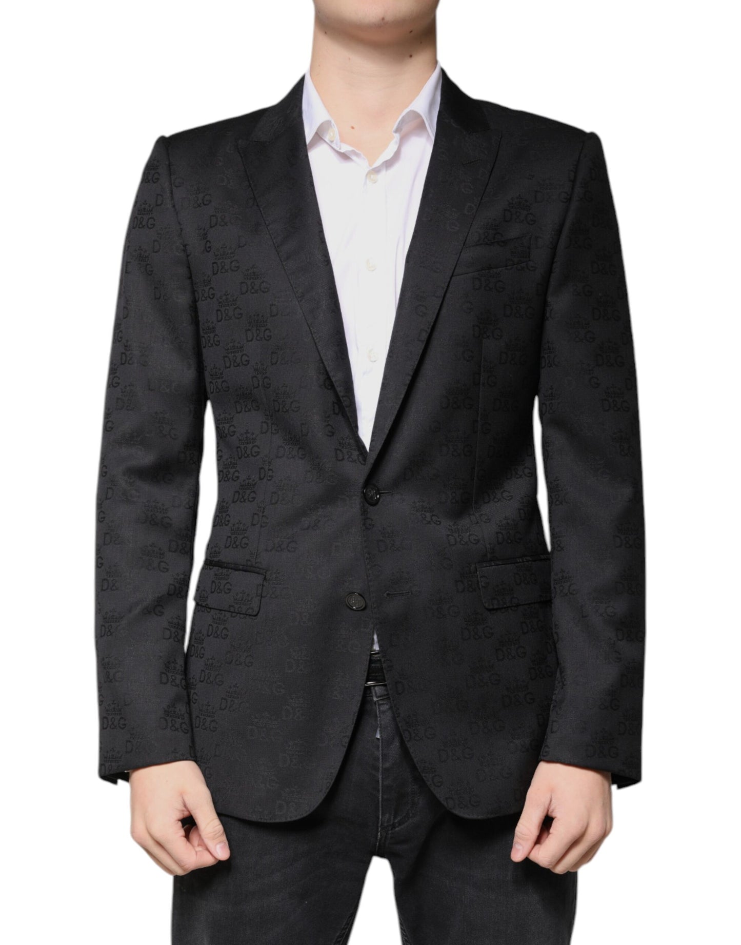 Blazer formal de lana negra de botonadura sencilla