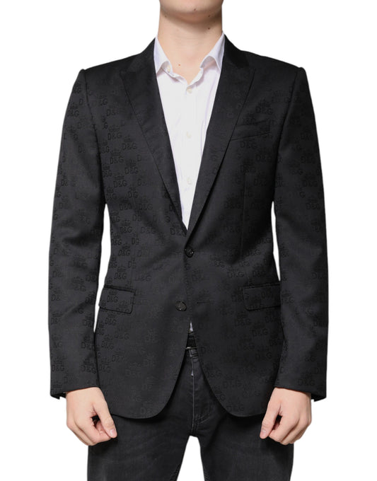 Blazer formal de lana negra de botonadura sencilla