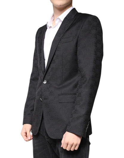 Blazer formal de lana negra de botonadura sencilla