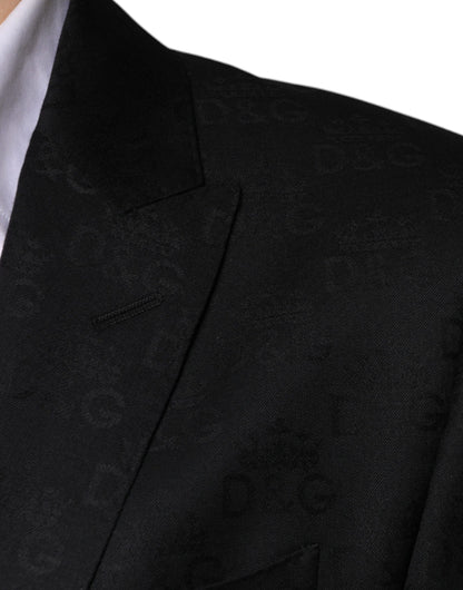 Blazer formal de lana negra de botonadura sencilla