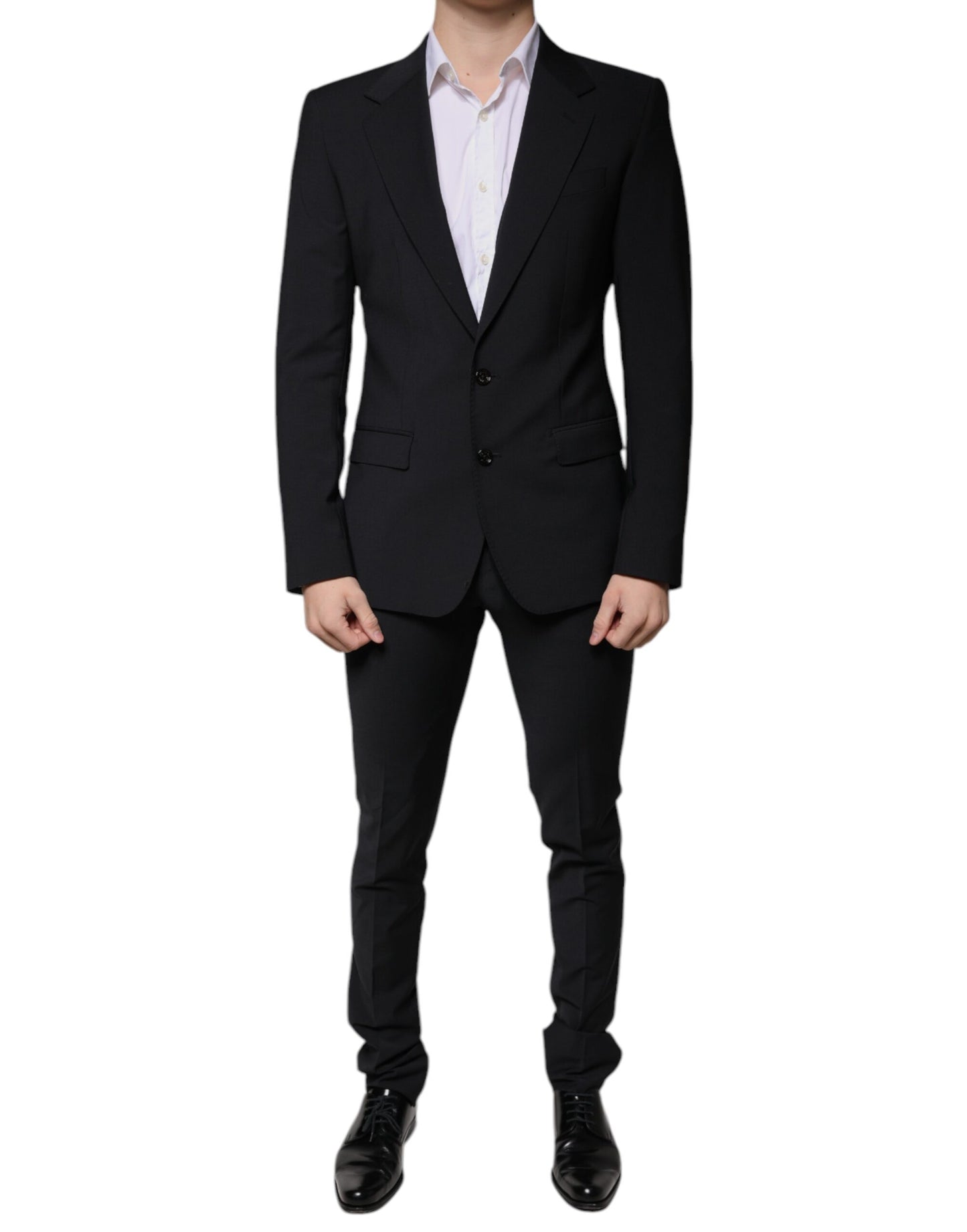 Traje formal de tres piezas de lana negra para hombre