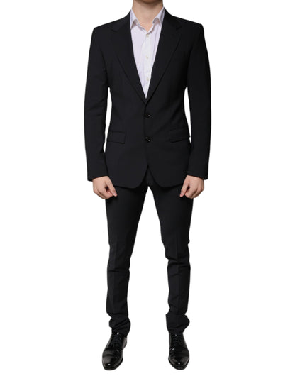 Traje formal de tres piezas de lana negra para hombre