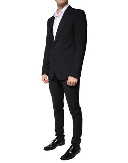 Traje formal de tres piezas de lana negra para hombre