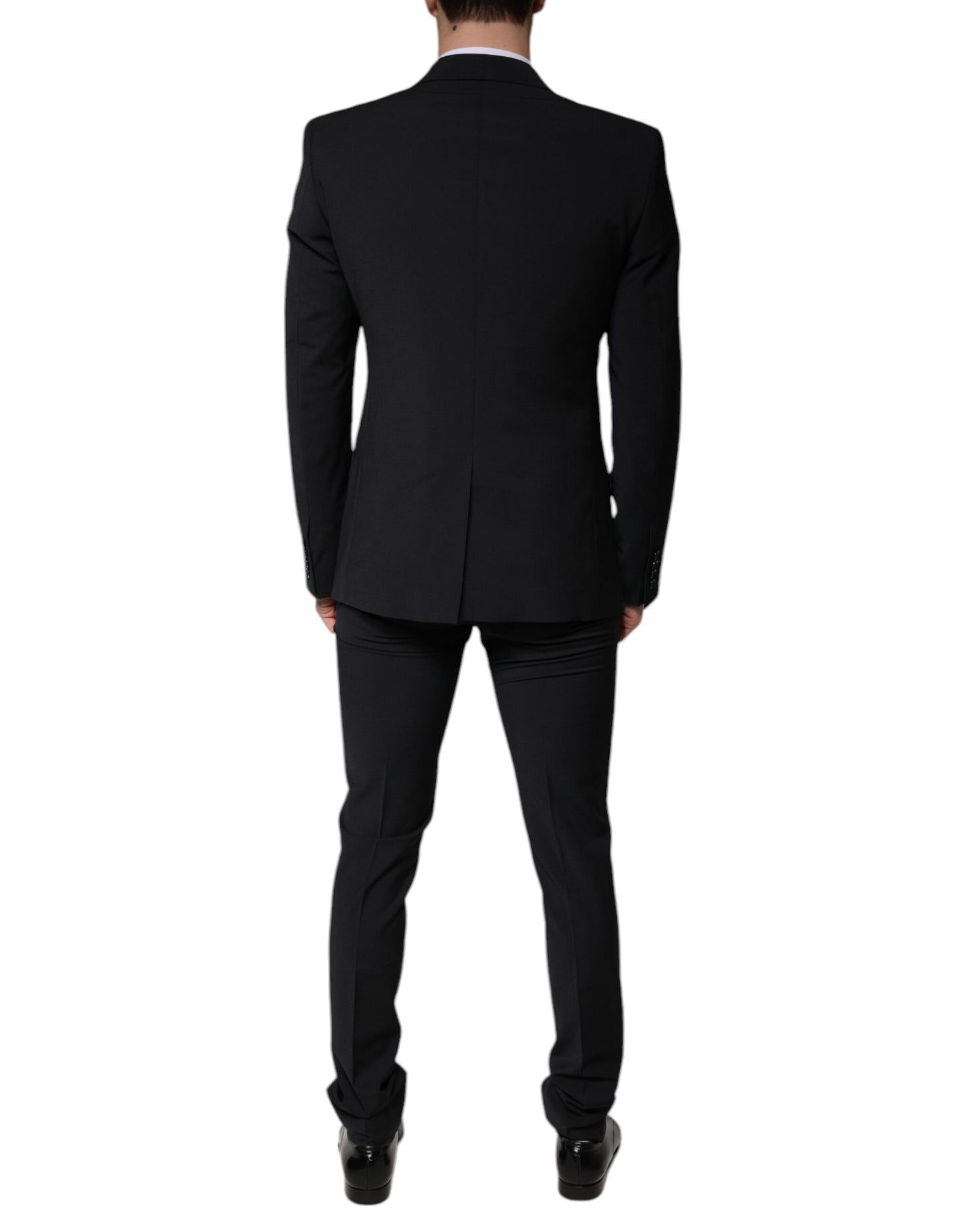 Traje formal de tres piezas de lana negra para hombre