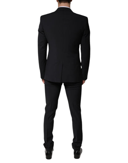 Traje formal de tres piezas de lana negra para hombre