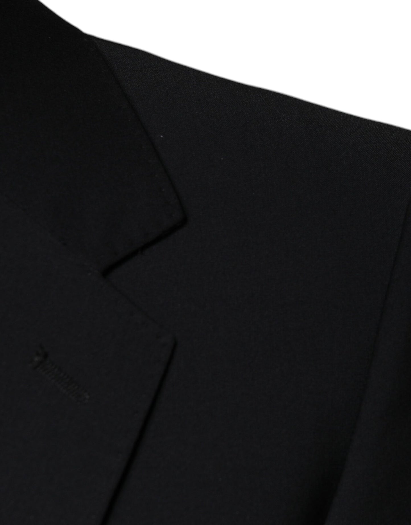 Traje formal de tres piezas de lana negra para hombre