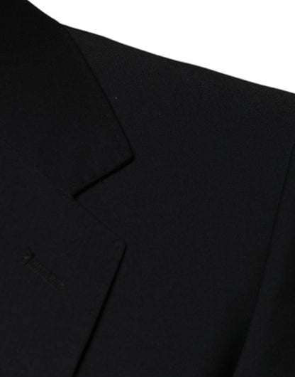 Traje formal de tres piezas de lana negra para hombre