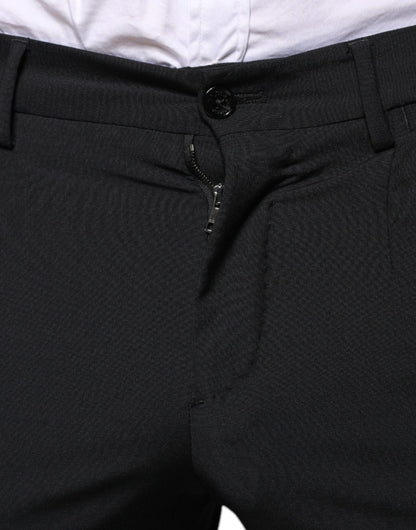 Traje formal de tres piezas de lana negra para hombre