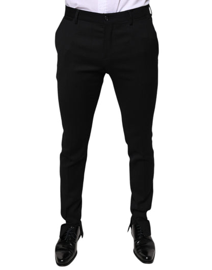 Pantalones de vestir formales ajustados de lana negra