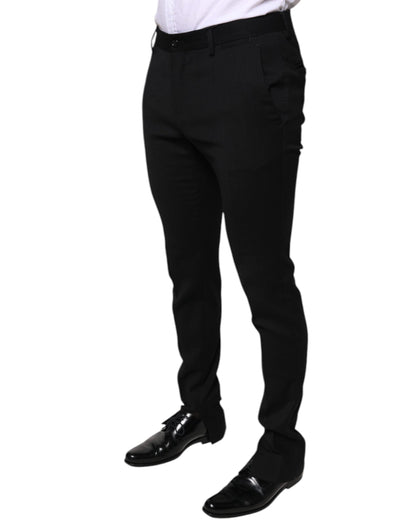 Pantalones de vestir formales ajustados de lana negra