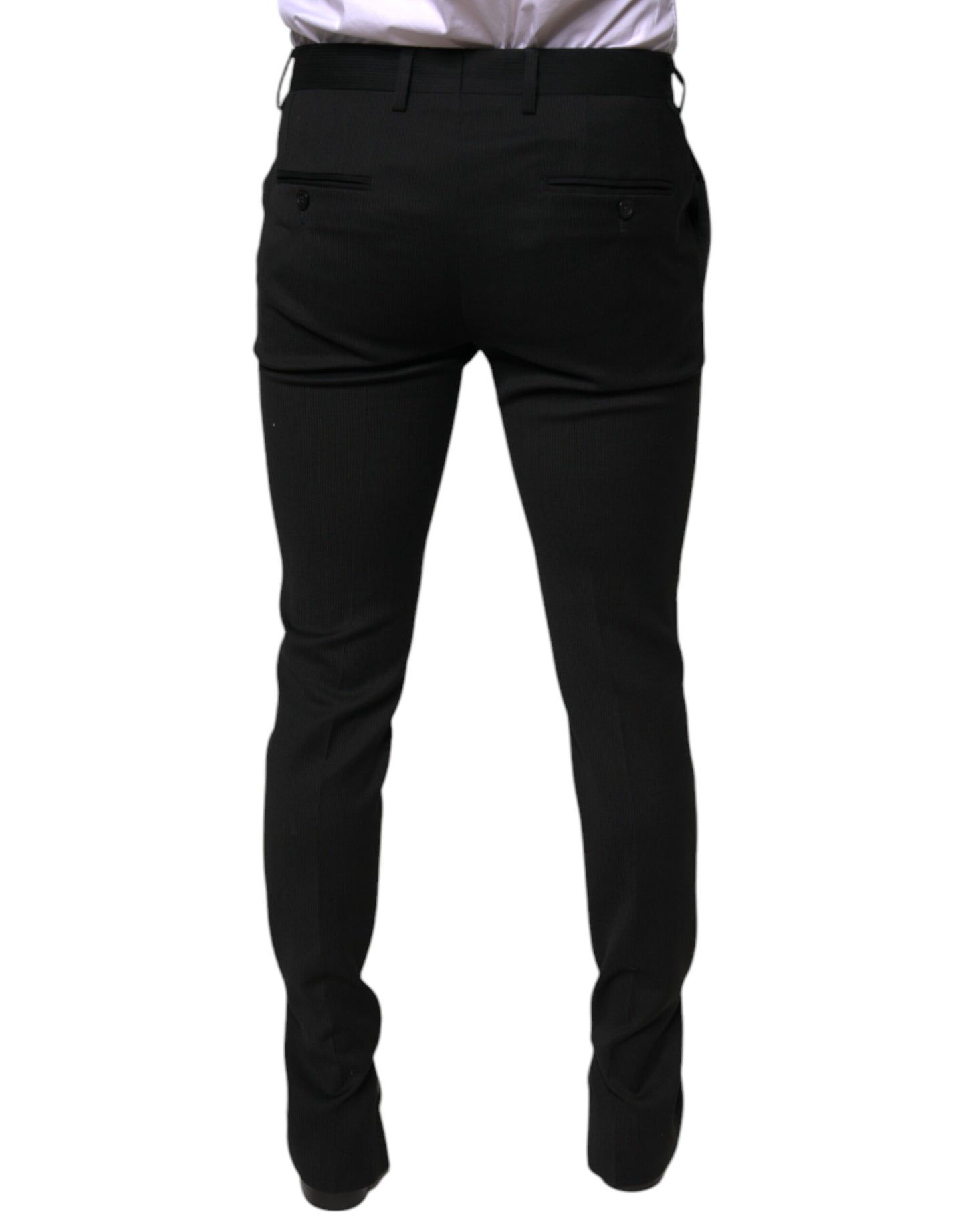 Pantalones de vestir formales ajustados de lana negra