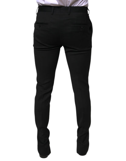Pantalones de vestir formales ajustados de lana negra
