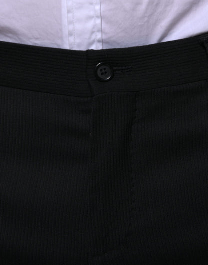 Pantalones de vestir formales ajustados de lana negra