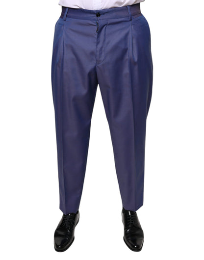 Pantalones de vestir formales cónicos de lana azul