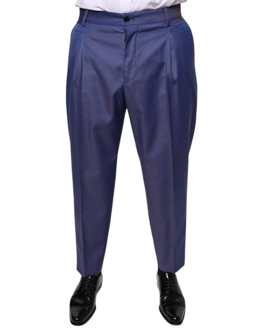 Pantalones de vestir formales cónicos de lana azul