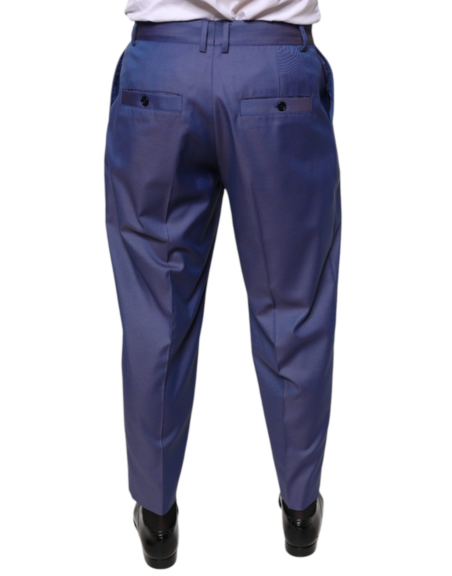 Pantalones de vestir formales cónicos de lana azul