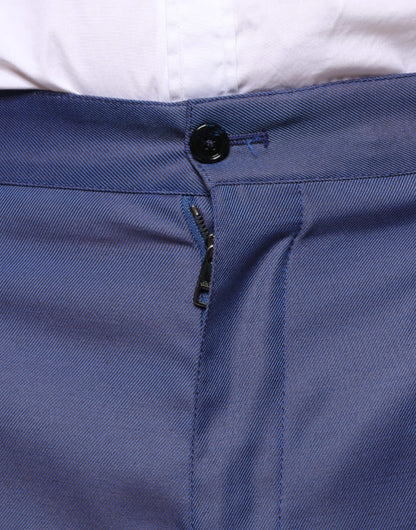 Pantalones de vestir formales cónicos de lana azul