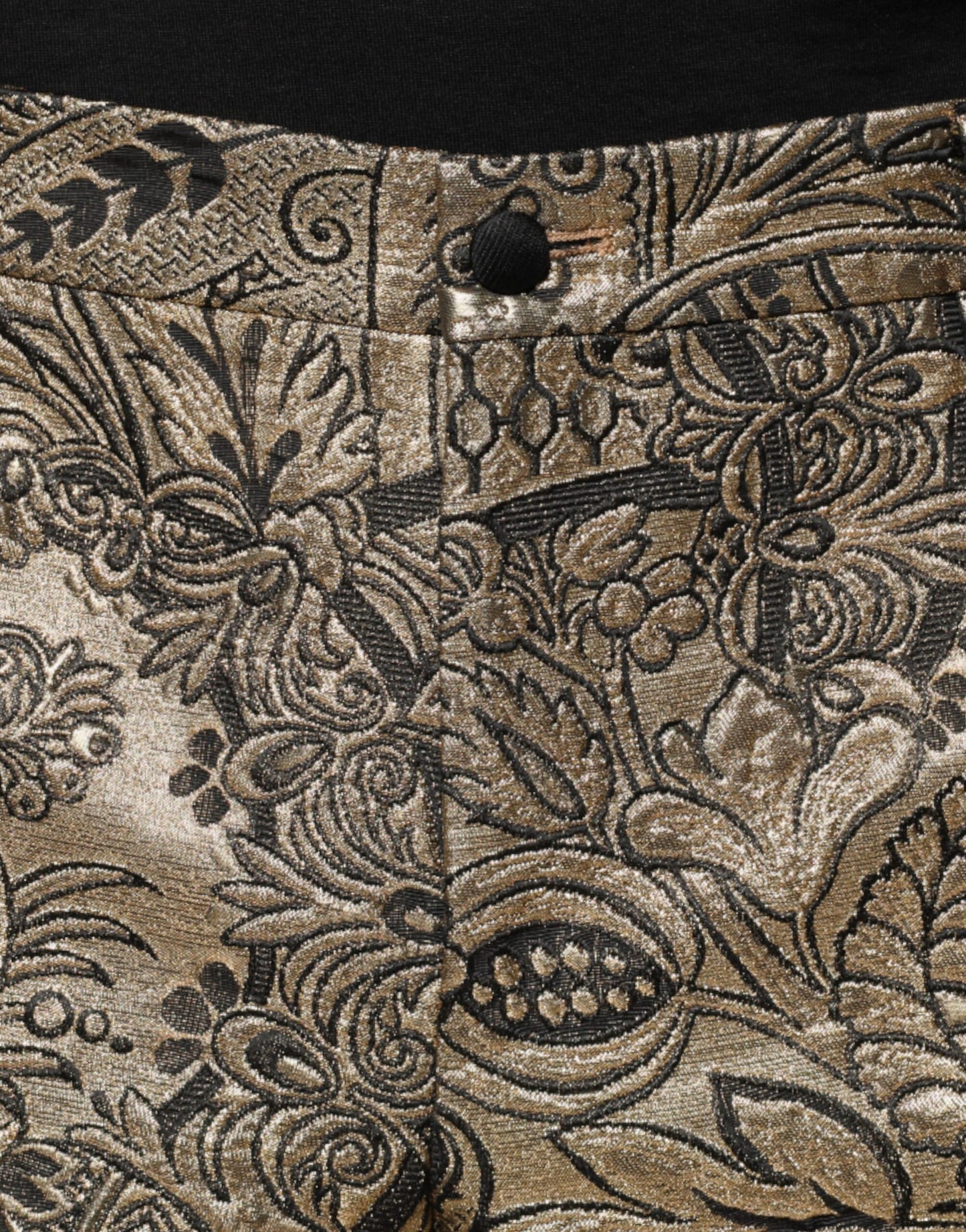 Pantalones de vestir para hombre con estampado floral dorado de jacquard