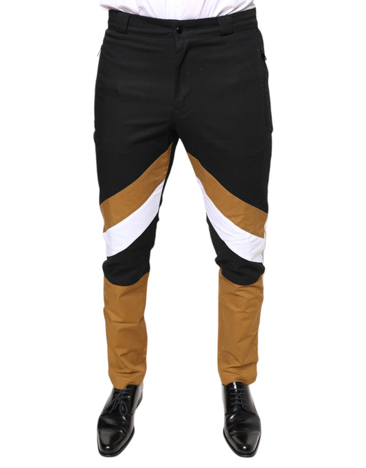 Pantalones ajustados de algodón con rayas multicolores