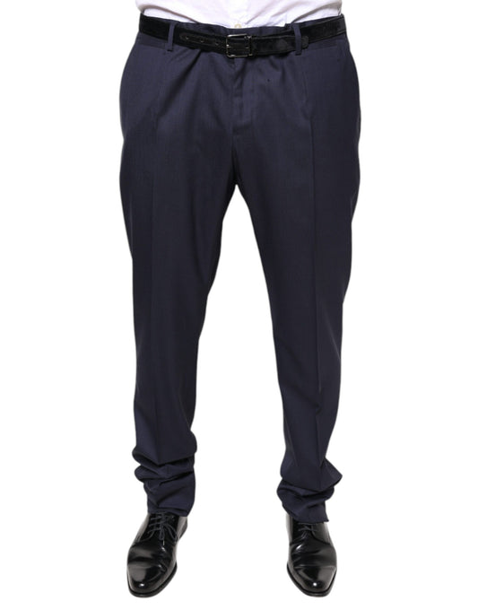 Pantalones de vestir formales ajustados de lana azul
