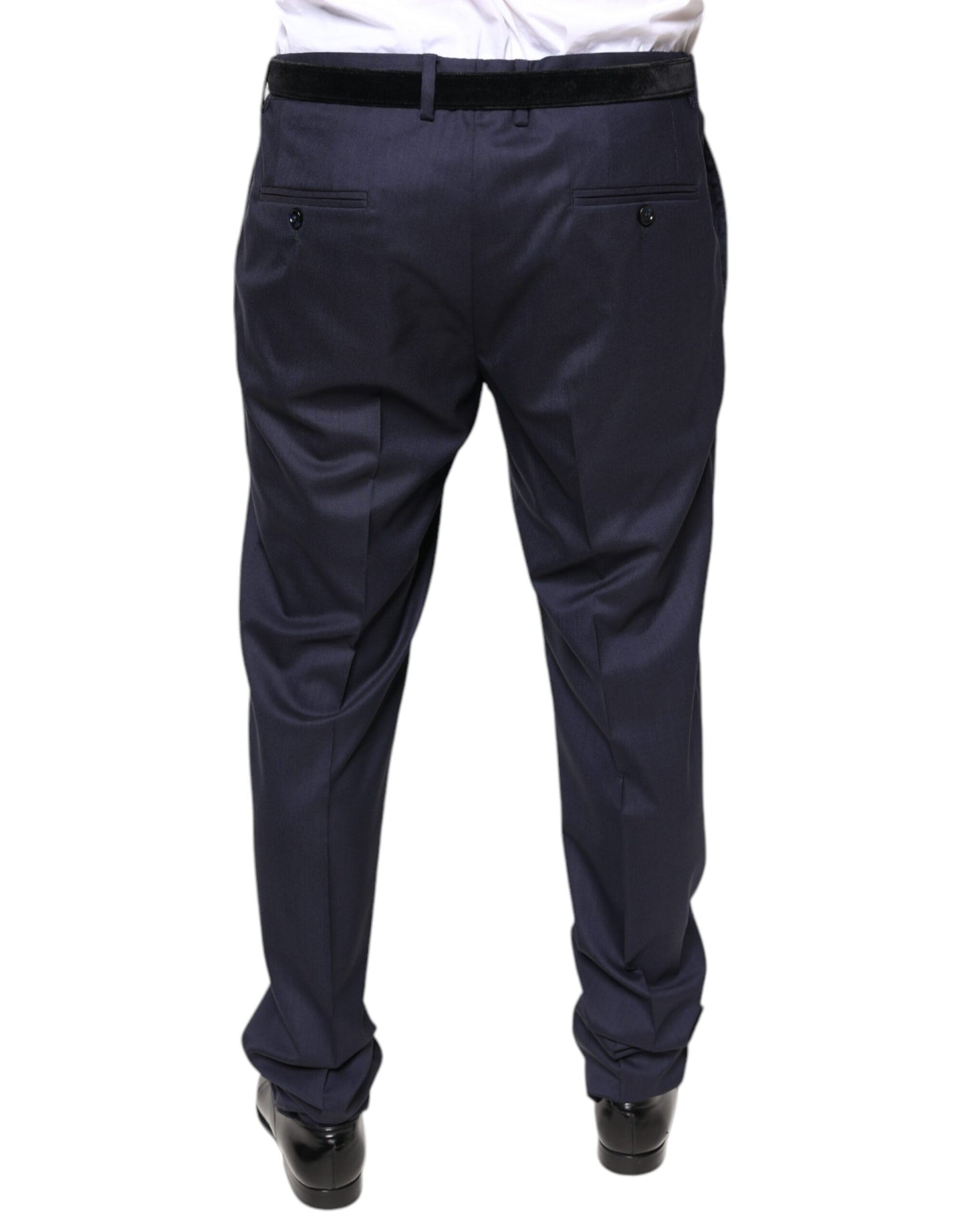 Pantalones de vestir formales ajustados de lana azul