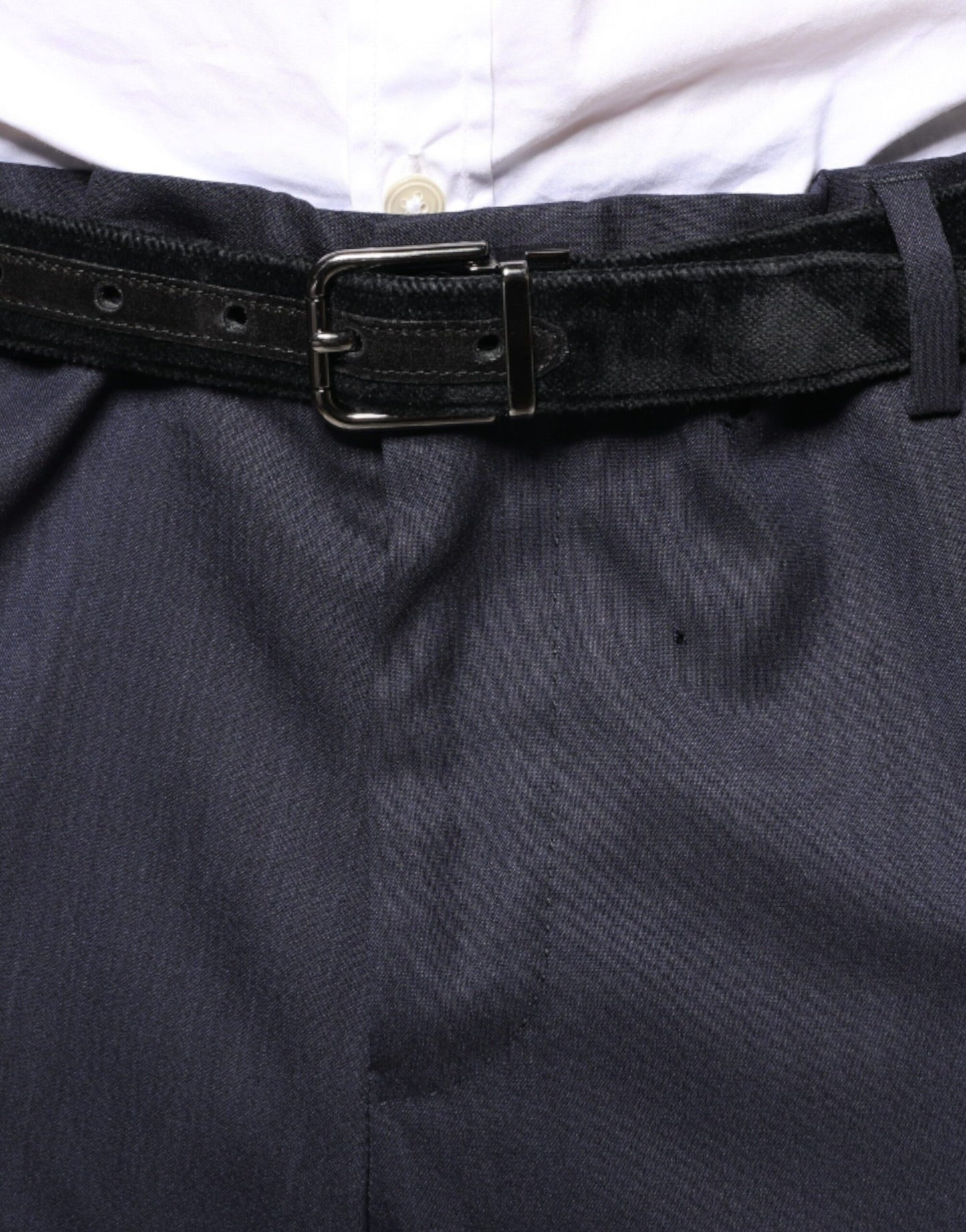 Pantalones de vestir formales ajustados de lana azul