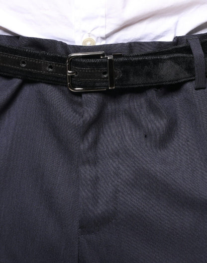 Pantalones de vestir formales ajustados de lana azul