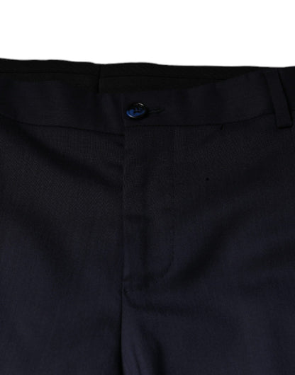 Pantalones de vestir formales ajustados de lana azul