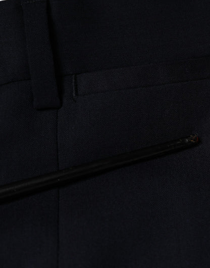 Pantalones de vestir formales ajustados de lana azul
