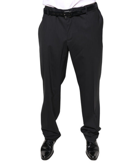 Pantalones de vestir formales de lana negra para hombre