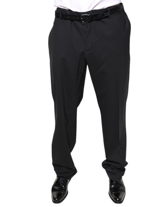 Pantalones de vestir formales de lana negra para hombre