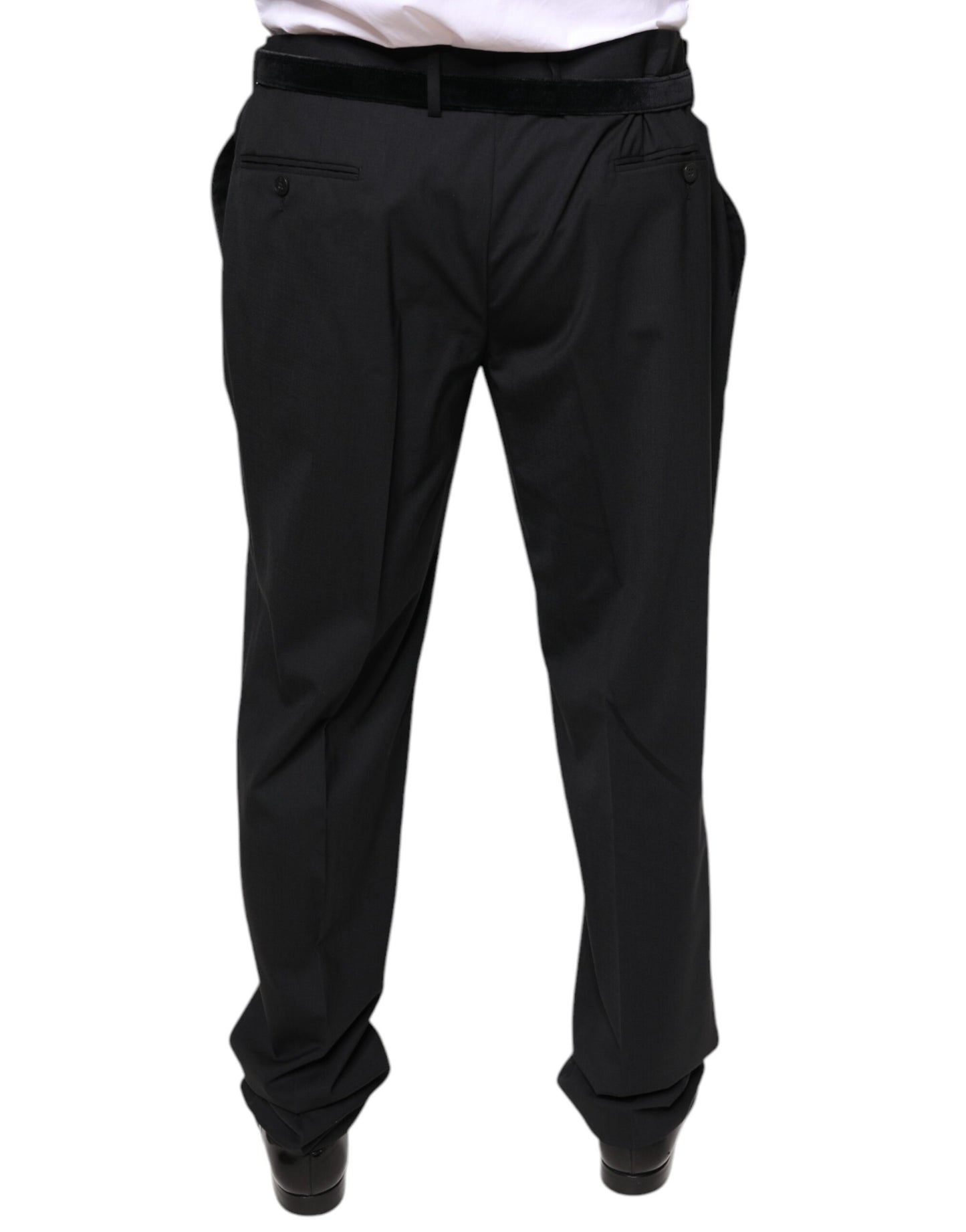 Pantalones de vestir formales de lana negra para hombre