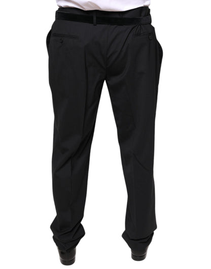 Pantalones de vestir formales de lana negra para hombre