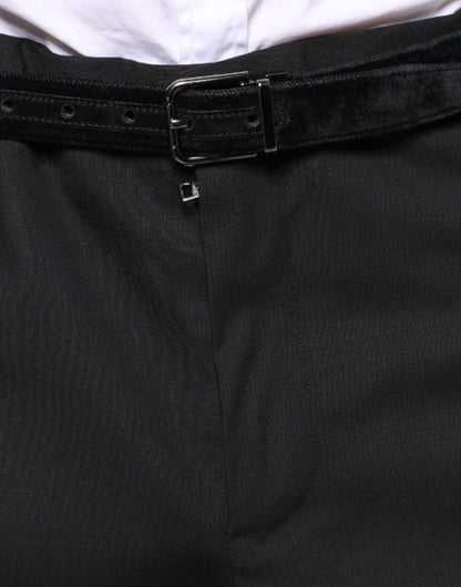Pantalones de vestir formales de lana negra para hombre