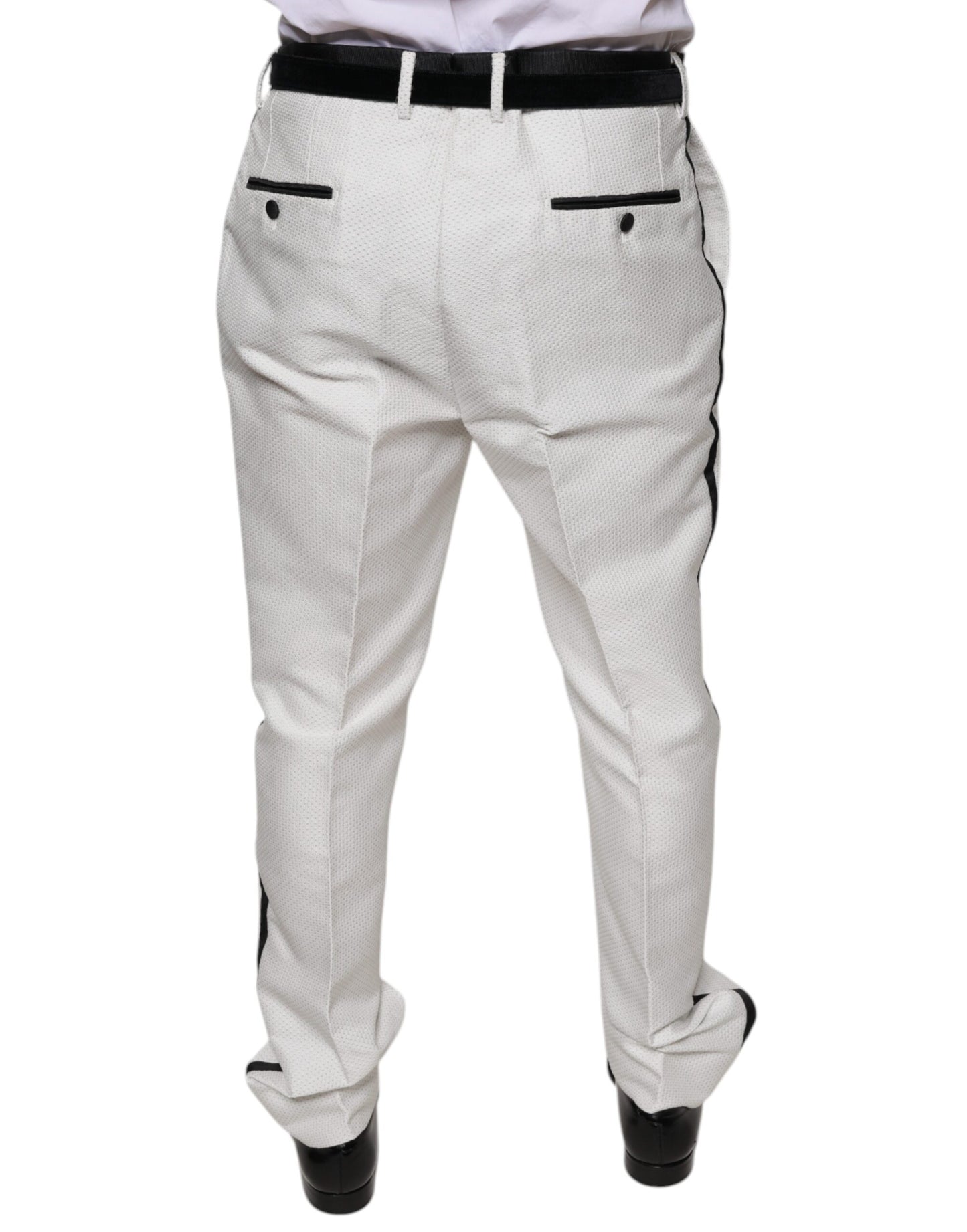 Pantalones de vestir formales de poliéster blanco