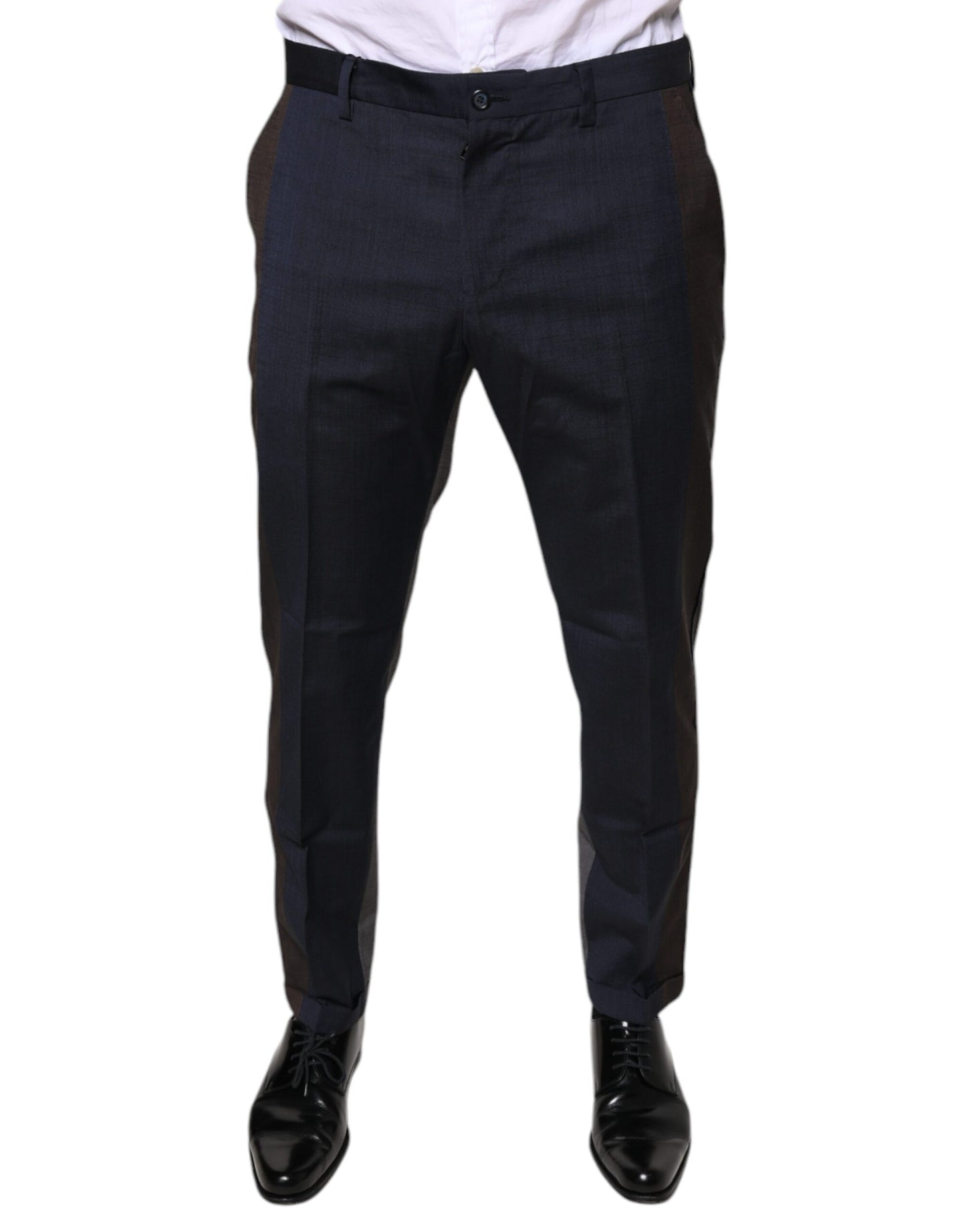 Pantalones de vestir formales de algodón y lana negros