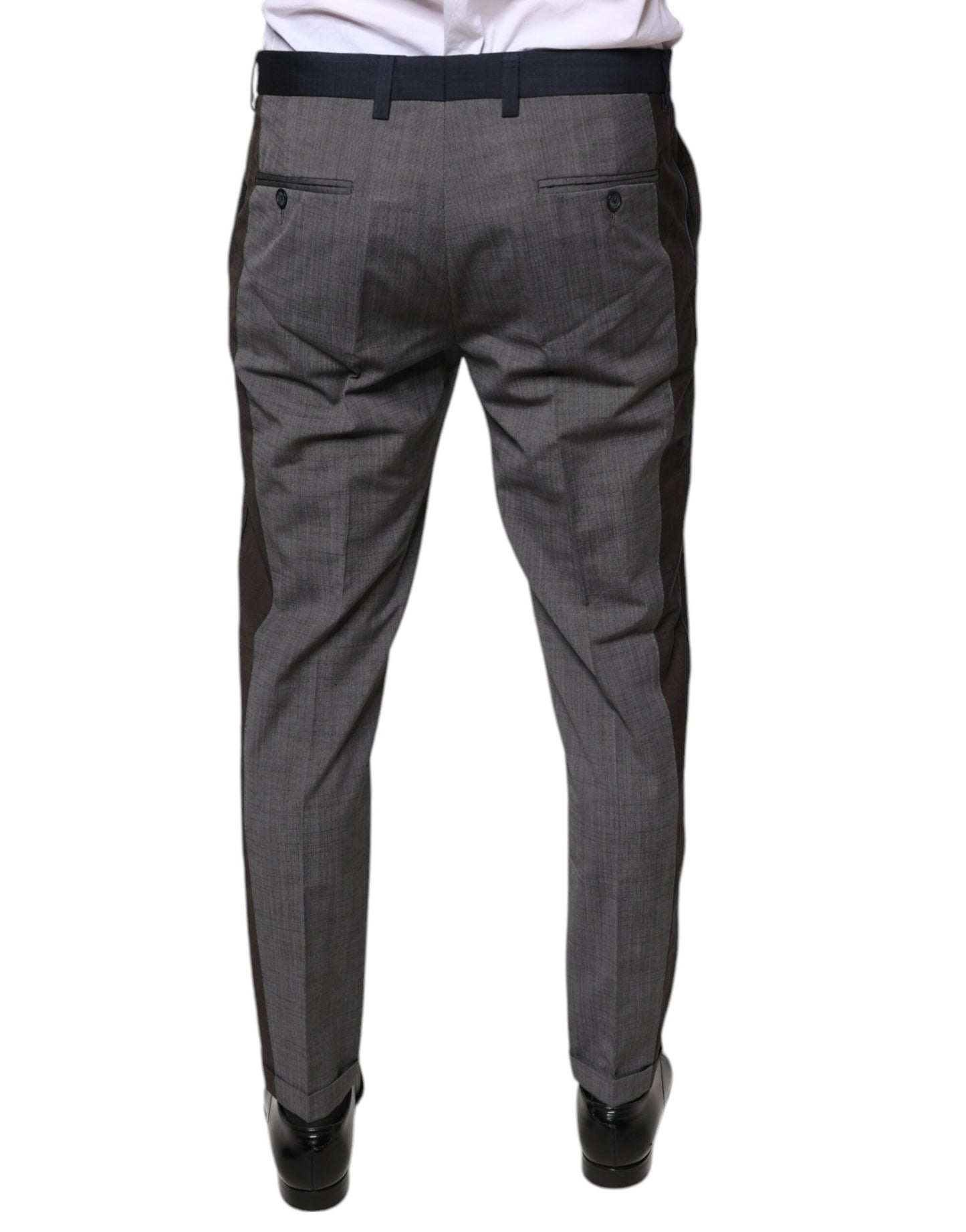 Pantalones de vestir formales de algodón y lana negros