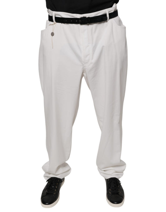 Pantalones de vestir cónicos de algodón blanco para hombre