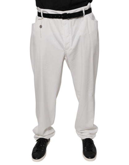 Pantalones de vestir cónicos de algodón blanco para hombre