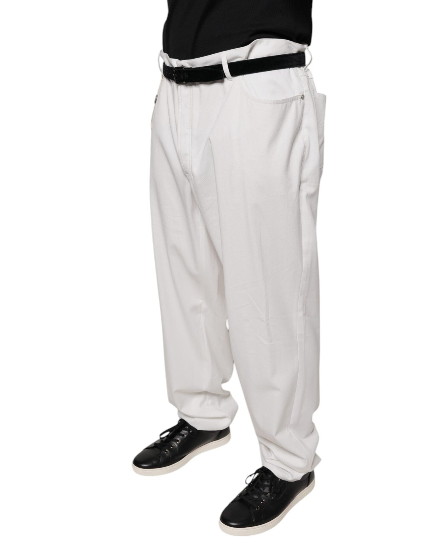Pantalones de vestir cónicos de algodón blanco para hombre