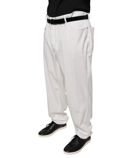 Pantalones de vestir cónicos de algodón blanco para hombre