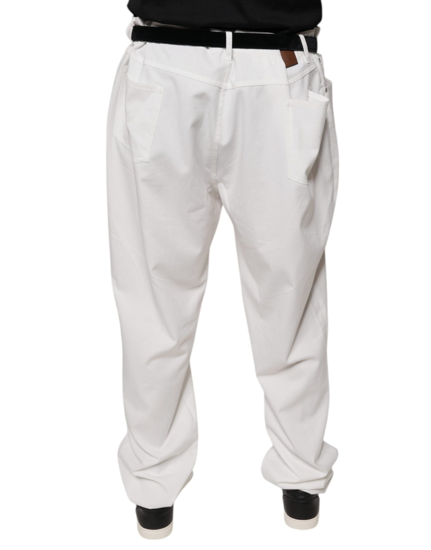 Pantalones de vestir cónicos de algodón blanco para hombre